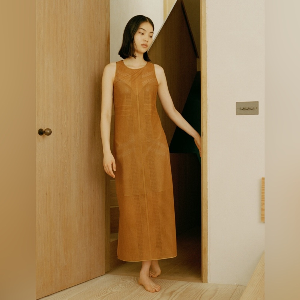 Uniqlo by Mame Kurogouchi Copper Mesh Sleeveless Maxi Dress